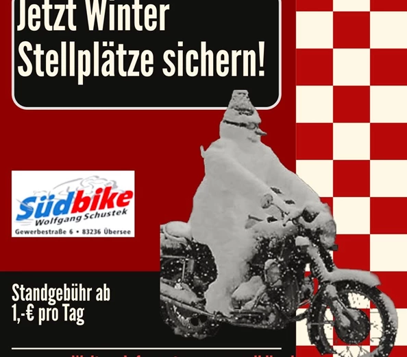 Jetzt Winter Stellplätze für Motorrad - Quad - Roller für 2025/26 sichern
Folgenden Service können wir dir anbieten:
Einwinterungs- und Auswinterungs Service:
Fahrzeugwäsche - Erhöhung des Luftdruckes in den Reifen ...