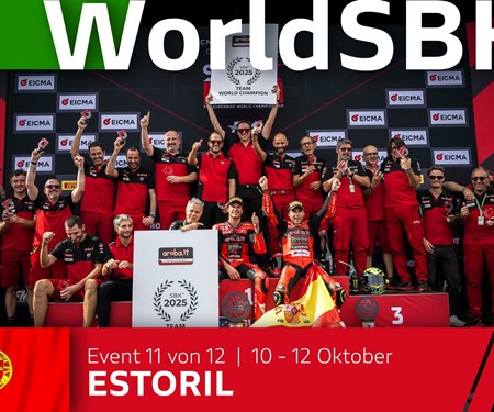 WSBK Runde 11 in Estoril: Sieg in Rennen 2 für Bulega, Aruba.it Racing-Ducati holt den WM-Titel
