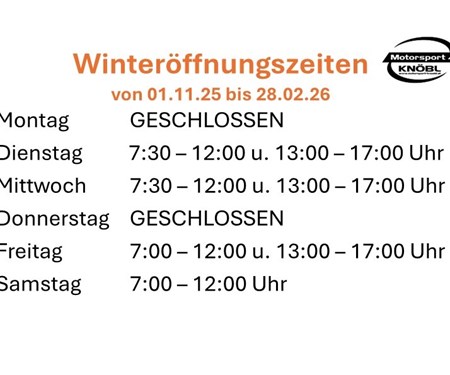 Winteröffnungszeiten