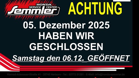 Wir haben am 05.12.2025 GESCHLOSSEN