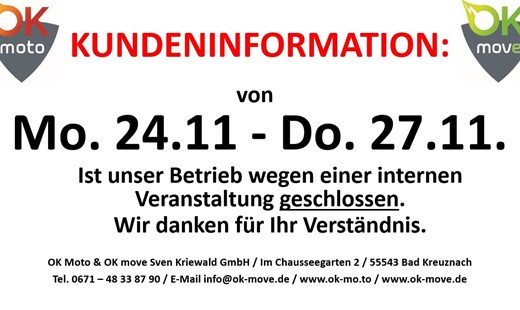 24.-27.11.2025 geschlossen