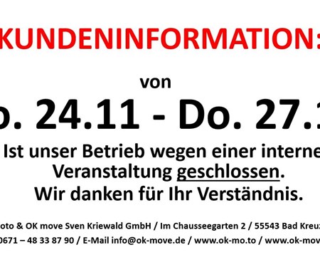 24.-27.11.2025 geschlossen
