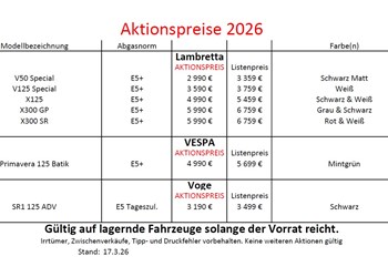 Aktuelle Aktionspreisliste