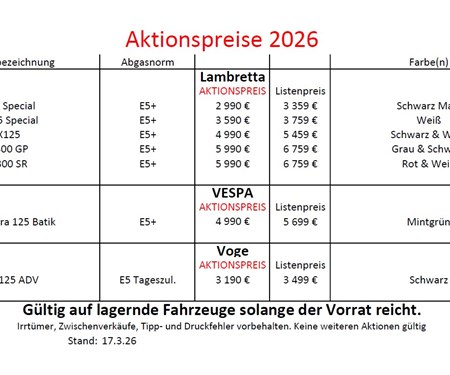 Aktuelle Aktionspreisliste