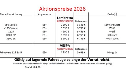 Aktuelle Aktionspreisliste
