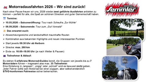 🏍️ Motorradausfahrten 2026 – Wir sind zurück!