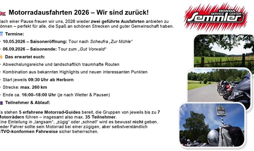 🏍️ Motorradausfahrten 2026 – Wir sind zurück!