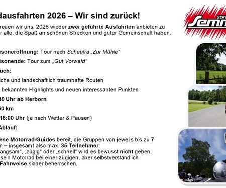 🏍️ Motorradausfahrten 2026 – Wir sind zurück!