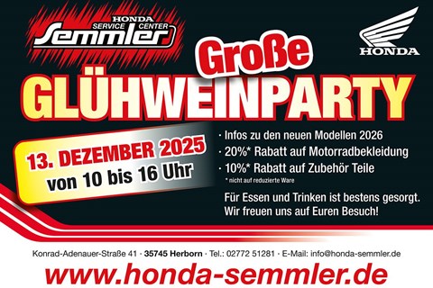 Honda Semmler GbR-News: 🎅🔥 Honda Semmler lädt ein zur großen GLÜHWEINPARTY! 🔥🎅