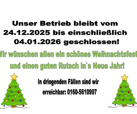 Betriebsferien/Weihnachtsurlaub