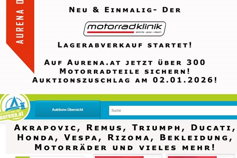 Motorradklinik GmbH-News: Über 300 Motorradartikel auf Aurena ersteigern!
