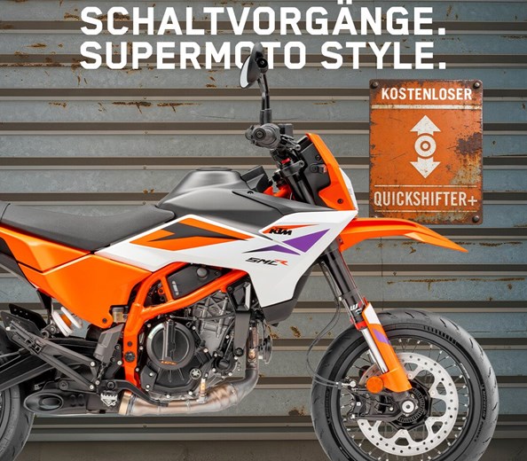 Kostenloser Quickshifter 
Kostenloser Quickshifter beifolgenden Modellen:

• 125 / 390 DUKE (MY24–MY25)

• 125 / 390 SMC R (MY25)