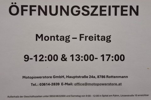 MotoPowerStore GmbH-News: Öffnungszeiten ab März!