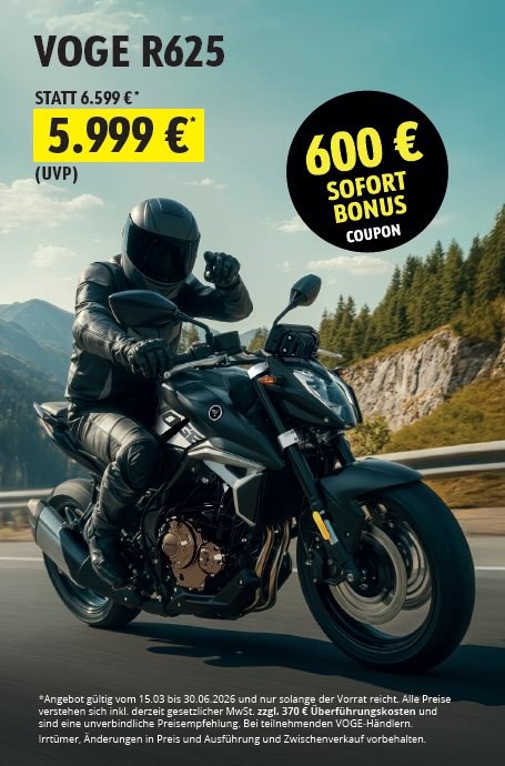VOGE R625 – Jetzt 600€ Preisvorteil sichern