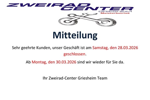 Zweirad-Center Griesheim-News: Mitteilung