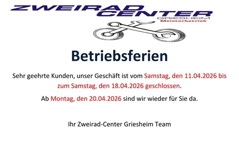 Zweirad-Center Griesheim-News: Betriebsferien