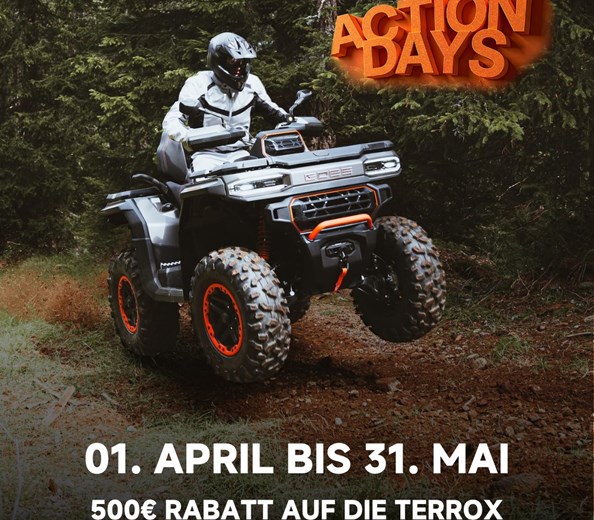 Die GOES Action Days sind zurück. 
Schnell sein lohnt sich!
Vom 01.04.2026 - 31.05.2026 ein bei uns sofort verfügbares GOES ATV aussuchen und 500€ sparen! Klingt nach einem Deal? ...