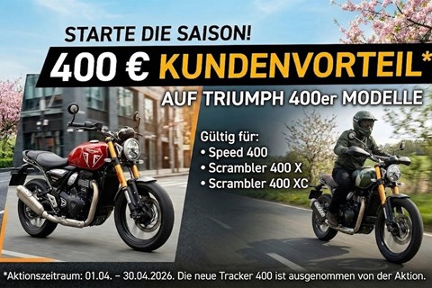 TRIUMPH Stuttgart by Limbächer-News: Kundenvorteil auf Triumph 400er Modelle