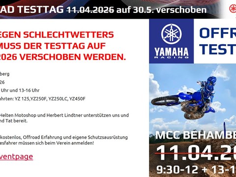 OFFROAD TESTTAG BEHAMBERG verschoben auf 30.Mai