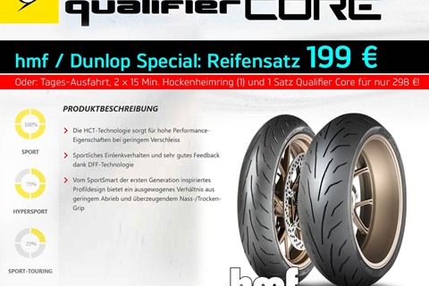 hmf Motorräder GmbH-News: Deal: Reifensatz DUNLOP Qualifier Core für 199 €!
