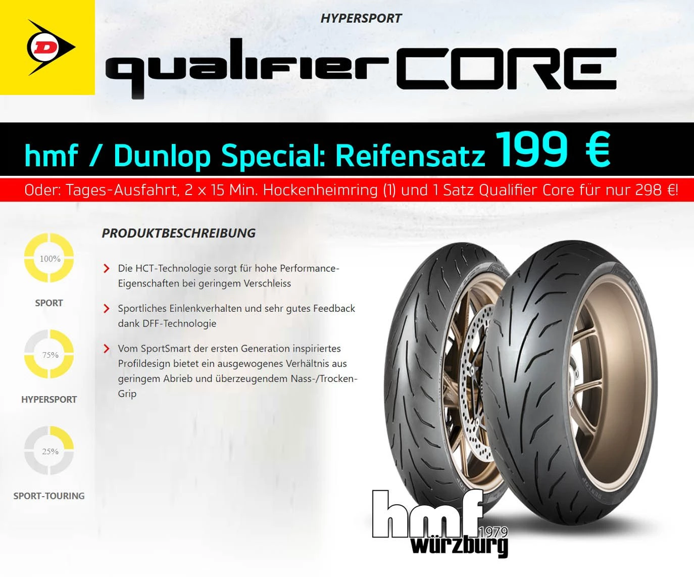 Deal: Reifensatz DUNLOP Qualifier Core für 199 €!