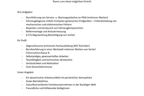 Motorsport Knöbl-News: Stellenausschreibung