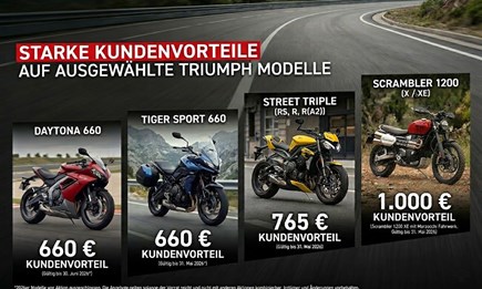 Starker Kundenvorteil auf ausgewählte Triumph Modelle
