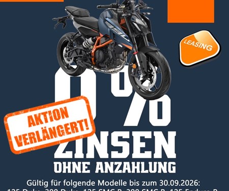 0.00% KTM Leasing Angebot ohne Anzahlung (verlängert bis 30.09.2026)