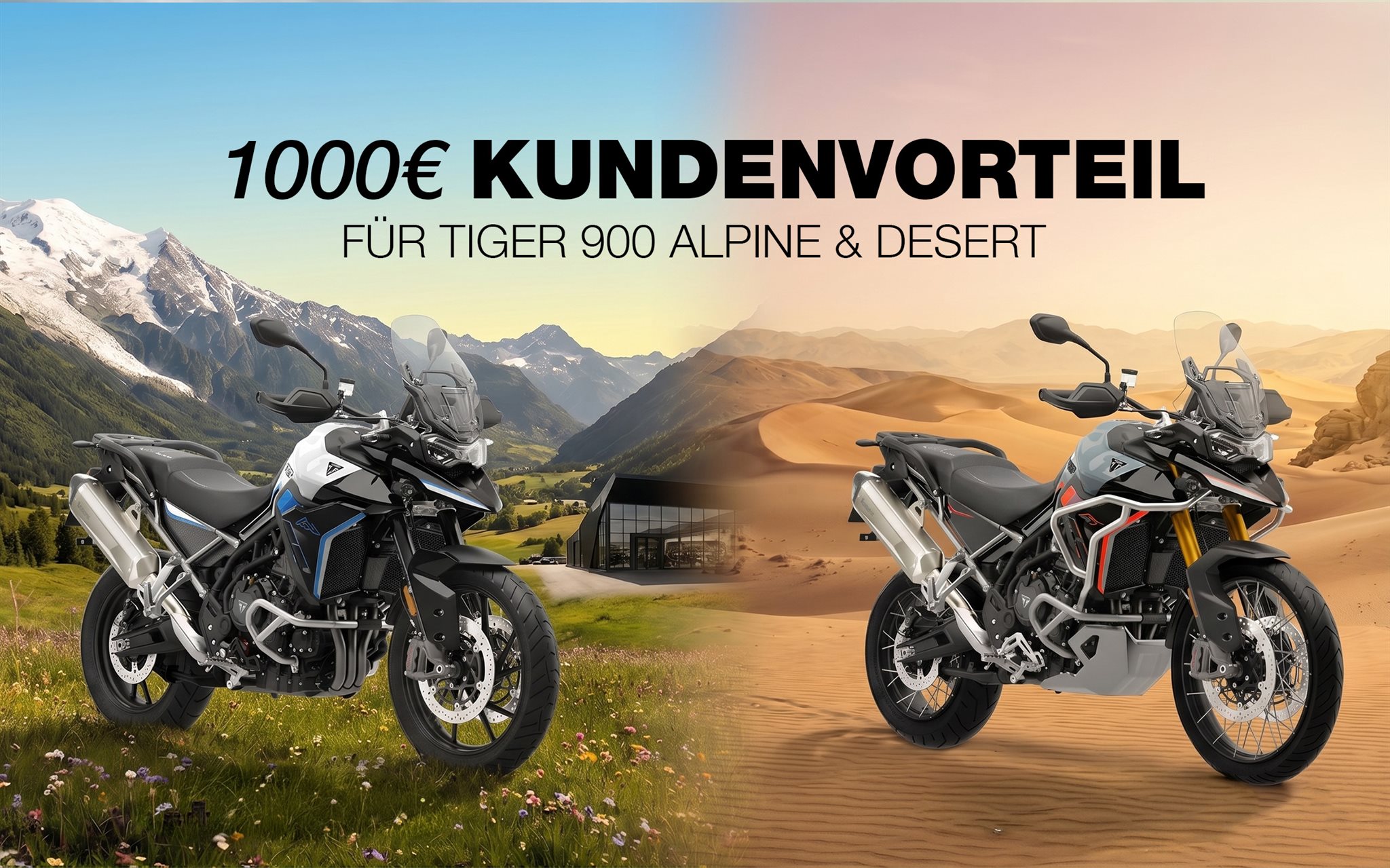 Jetzt 1.000 € Kundenvorteil auf die Tiger 900 Alpine & Desert!
