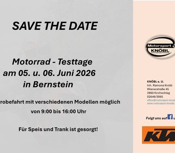 Testtage 
Motorradtesttage - Bernstein