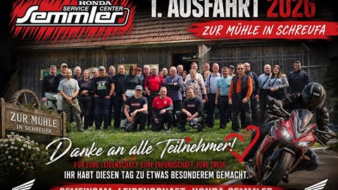 🏍️ 1. Honda Semmler Ausfahrt 2026 – Zur Mühle in Schreufa 🏍️