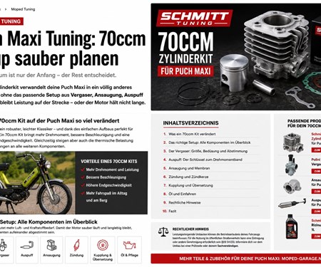 Puch Maxi 70ccm Tuning: Schmitt Zylinderkit richtig abstimmen