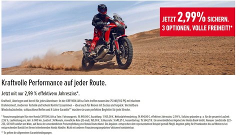 Kraftvolle Performance auf jeder Route. Afrika Twin mit 2,99% Finanzieren.