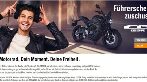 10% Führerscheinzuschuss auf den Listenpreis für die CB125R  !