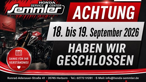 ACHTUNG - ACHTUNG vom 18.09. bis 19.09.2026 haben wir GESCHLOSSEN