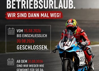 Betriebsurlaub vom 15.08.2026 bis zum 30.08.2026