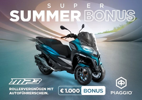 NEWS € 1.000 Super Summer Bonus für den Piaggio MP3 530
