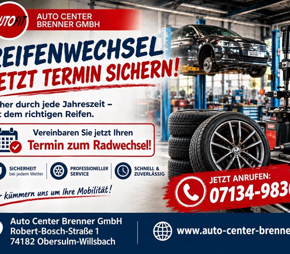 Jetzt schon Termin zum Räderwechsel vereinbaren! 
Winterreifen schon überprüft?
Genug Profil auf Winterreifen?
Gerne schauen wir uns die Reifen vorab auch an.

Jetzt schon Radwechsel Termin  ...