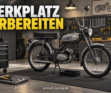 Werkplatz fürs Moped vorbereiten: Ordnung, Unterlage und sauberes Arbeiten