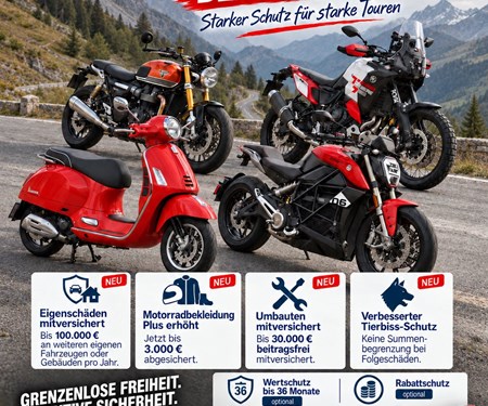 Dein Motorrad. Dein Schutz. Jetzt mit 15 % Rabattaktion.