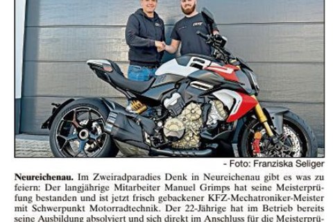 Zweiradparadies Denk GmbH & Co. KG-News: Meisterleistung im Zweiradparadies 