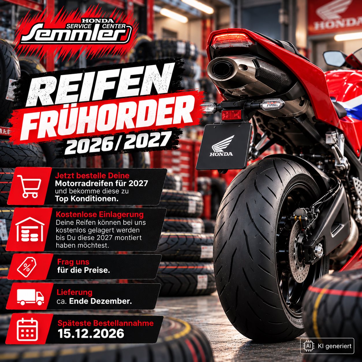 Honda Semmler - Reifenfrühorder Aktion 2026 / 2027