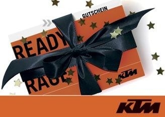 KTM Geschenkgutschein zu  Weihnachten! 
Haben Sie noch keine Idee für ein Weihnachtsgeschenk? Vergessen Sie Krawatten, After Shave und das ganze Zeug!
Wir haben ei ... Weiter >>