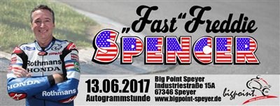 Motorrad-Weltmeister Freddie Spencer kommt zu Big Point Speyer am 13.06.2017 Motorrad-Weltmeister Freddie Spencer kommt zu Honda-Händler Big Point nach Speyer

Der dreifache Motorrad-Weltmeister „Fast“ ... Weiter >>