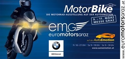 Autoemotion/Motorbike 9-11.März Euro Motors Graz @ Autoemotion/Motorbike 2018Nach Jahren und auf vielfachen Wunsch der Besucher und Aussteller werden ab 2018  ... Weiter >>