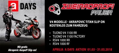 APRILIA A-DAYS AKTION BEIM ZWEIRADPROFI APRILIA A-DAYS AKTION BEIM ZWEIRADPROFI