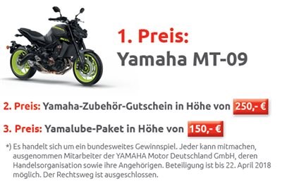 Gewinne eine MT09 von Yamaha