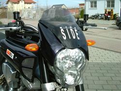 Windschild \HIGH SPEED\" unlackiert, inkl. getönter Spoilerscheibe, Haltesatz und TÜV-Teilegutachten für alle MT-01 Windschild \HIGH SPEED\" unlackiert, inkl. getönter Spoilerscheibe, Haltesatz und TÜV-Teilegutachten für alle MT-01