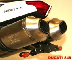 Umbaukit für Kennzeichenhalter von DUCATI 848 und 1098 S ab 2008, geeignet für orig. Blinker oder Miniblinker (z.B. KELLERMANN), inkl. LED-Kennzeichenleuchte und Anbauanleitung