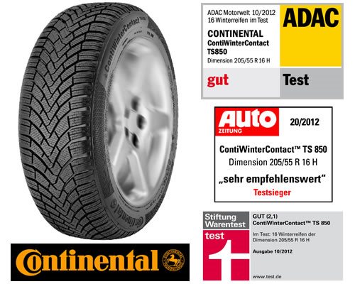 Continental Conti Winter Contact TS 850 205/55 R16 91T um 104,90 EUR -  1000PS Shop - Reifen / Räder
